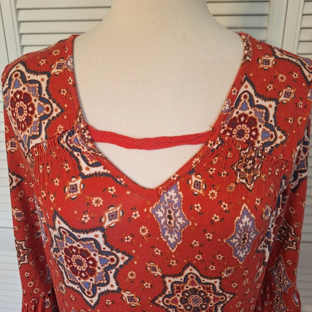 Eyeshadow Bell Sleeve Babydoll Top Blouse Small *C5 - Picture 5 of 7